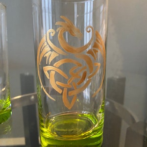 Pint Glass, Celtic Dragon Glass, Irish Dragon Cooler Glass, Home Bar Gift, Dragon Glass