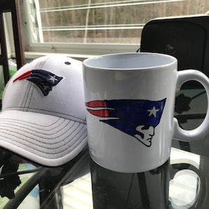 Coffee Mug, Patriots Super Sized Coffee Mug, Hand Painted, Pats, Boston