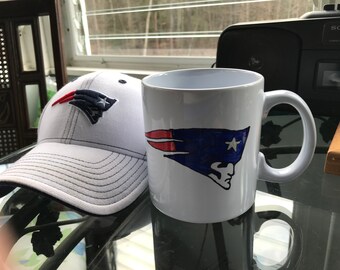 Coffee Mug, Patriots Super Sized Coffee Mug, Hand Painted, Pats, Boston