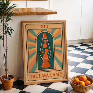 Póster de la carta del Tarot de la Lámpara de Lava - Póster moderno - Decoración retro - Póster de estilo retro - Decoración de pared mística - Arte psicodélico de los años 70