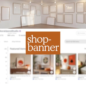 Gallery Wall Art Mockup, Multi Poster, Etsy Shop Banner 4:1 (PSD Digital Download)