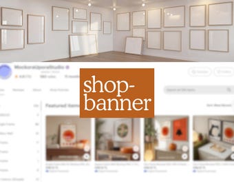 Gallery Wall Art Mockup, Multi Poster, Etsy Shop Banner 4:1 (PSD Digital Download)
