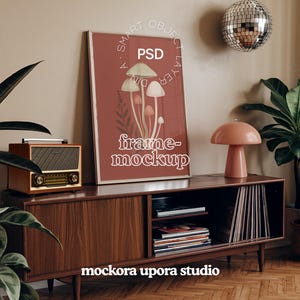 Frame Mockup Vertical PSD, Din A in Home Interior, Poster Mockup, Wall Art Mockup Frame, Wood Frame Mockup, Digital Print and Poster Mockup