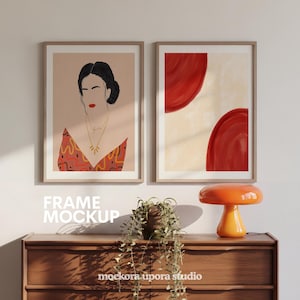 2 Frame Wall Mockup PSD: Two DIN A Poster Mockup, Home Interior (Digital Download)