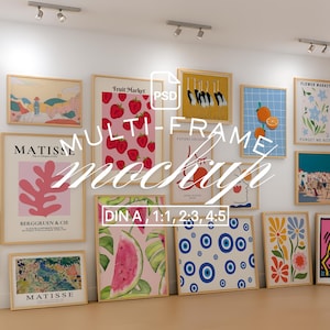 Gallery Wall Mockup PSD, Din A in Home Interior, Poster Mockup, Wall Art Mockup Frame, Wood Frame Mockup, Art Gallery Wall Mockup