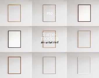 Frame Mockup PSD: DIN A, Minimal Wall Art Display, Adjustable 10 Frames (Digital Download)