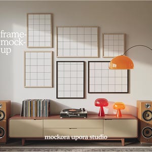 Retro Gallery Wall Mockup PSD, Smart Object Frames (Digital Download)