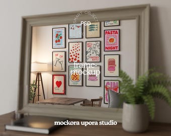 Gallery Wall Art Mockup PSD: Multiple Poster Mockup, A4, A3, A2 Frames (Digital Download)