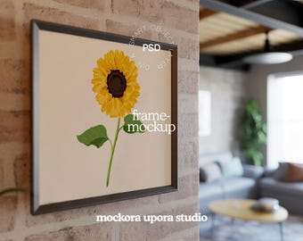 Horizontal Poster Frame Mockup: DIN A Wall Art Mockup, Industrial Style (PSD File)