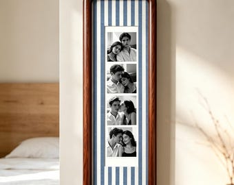 Personalized Couple Photo Frame, Custom Photo Booth Strip Holder, Wooden Anniversary Gift, Wedding Gift for Couples, Photo Keepsake