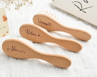 Personalized Wooden Baby Hair Brush, Custom Baby Brush, Engraved Name Brush, Baby Shower Gift, New Mom Gift, Newborn Gift