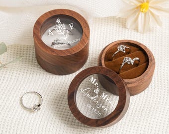 Walnotenhouten ringendoos: huwelijksaanzoek, verloving, jubileum