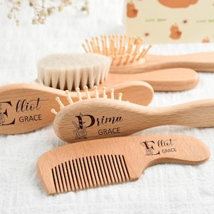 Personalized Wooden Baby Hair Brush, Custom Baby Brush, Wooden Hair Brush and Comb, Baby Shower Gift Girls, Baby Keepsake Gift