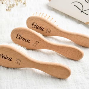 Personalized Baby Name Brush, Soft Baby Hair Brush Set, Wooden Baby Shower, Personalized Baby Gifts, Baby Shower, Newborn Gift
