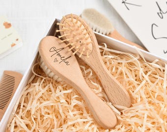 Personalised Wooden Baby Hairbrush, Custom Engraved Name Baby Brush,Christening Keepsake,New Mom Gift,Baby Girl Gift,Xmas Gift
