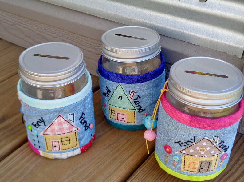 Mason Jar Bank Tiny House Bank Plastic Mason Jar Decorative Etsy