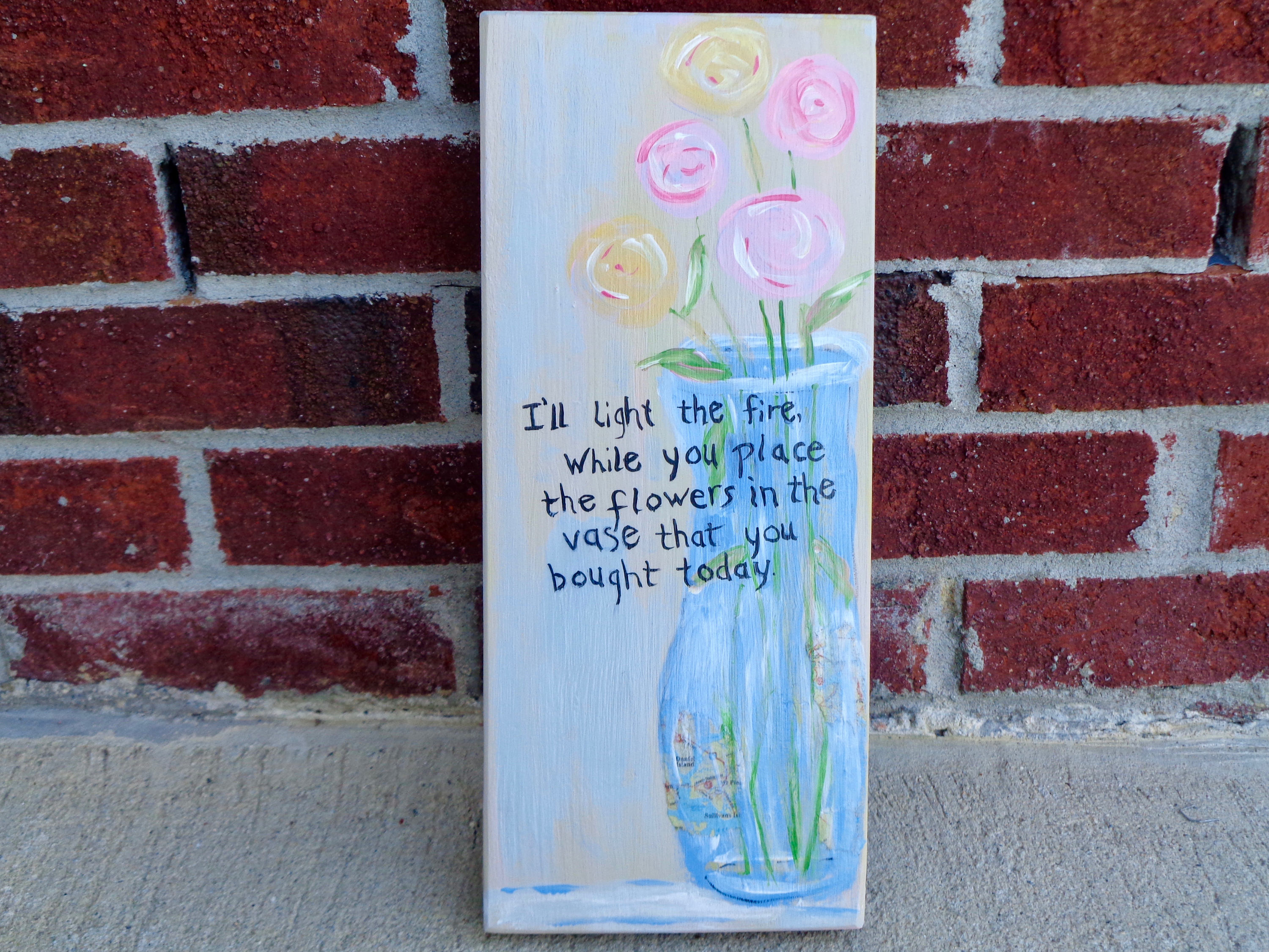 Flower Painting Song Lyrics Hand Painted Wood Sign Flower Etsy
