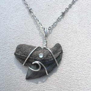 Tiger Shark Tooth + gem necklace || unique beach jewelry || coastal || one-of-a-kind gifts