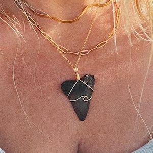 Large Great white “Wave” Shark tooth necklace | Ocean Jewelry | Unique + One-of-a-kind