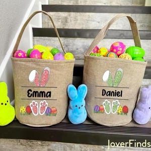 Personalisierte Osterhasen-Tasche – Eiersuchkorb mit individuellem Namen für Kinder