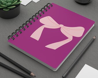 Purple Aesthetic Journal with a pink bow - Cute Pastel Diary, Kawaii Notebook for Women & Girls, Lined/Blank Pages, Gift Idea for Journal