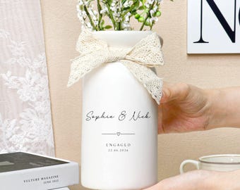 Personalised Engaged Ceramic Vase,New Engaged Couple Gift,Custom Wedding Vase,Gift for Newlyweds,Engagement Gift,Mr & Mrs Gifts For Couple