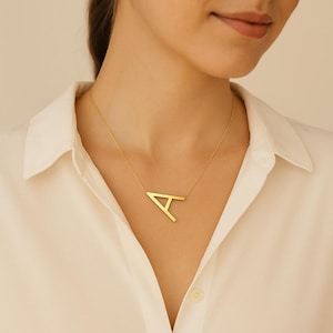 Big Letter Necklace by Caitlyn Minimalist • Sideways Initial Necklace • Monogram Necklace • Bridesmaid Gifts