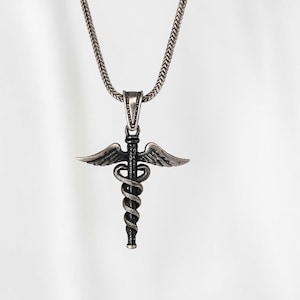 Medical Symbol necklace, Nurse gift, Gold caduceus Pendant, Doctor gift, Gift for medical student, Nurse necklace, Paramedic gift, AU23