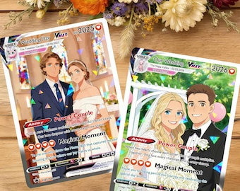 Personalized Couple Photo Pokemon Card, Custom Anime Wedding & Anniversary Gift, Valentine's Day Pokemon Present, Gift for Her