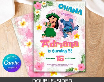 Printable editable Stitch invitation, Lilo and Stitch birthday invite, Stitch Party invite template, girl birthday, boy bday