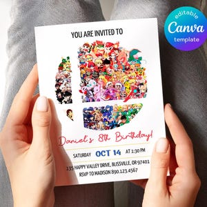 Printable smash bros invitation, fighting birthday invite, editable invitation, girl birthday, smash bothers party, video game invitation