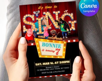 Editable singer invitation, Printable Sing 2 Birthday Invitation, karaoke girl birthday invite,Instant Download, music birthday party