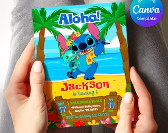 Printable editable Stitch invitation, Lilo and Stitch birthday invite, Stitch Party invite template, girl birthday, boy bday