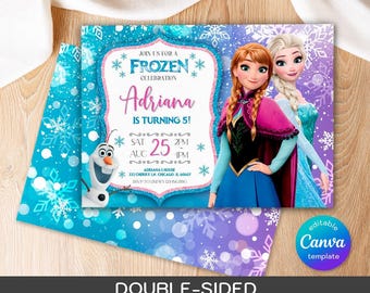 Princess Elsa invite, Frozen Anna invite template, girl birthday, printable birthday invitation, Frozen invitation, editable Winter invite