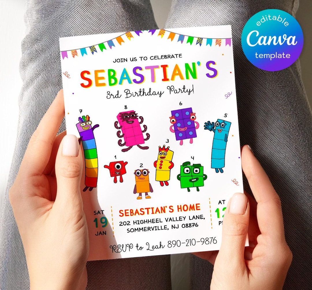Numberblocks Birthday Invitation, Editable Printable Invitation ...