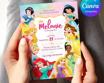 Princess Birthday invitation, Girl editable invite template, printable castle invitation, once upon a time royal party, instant download