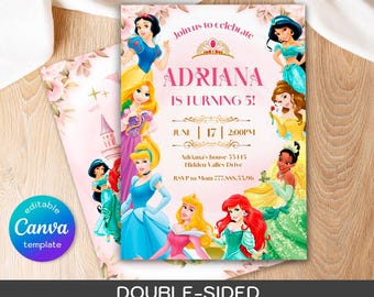 Princess birthday invitation, girl editable invite template, printable Castle invitation, Once Upon A Time Royal Party, instant download