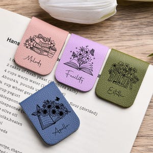 Custom Leather Bookmark: Floral Personalized Reader Gift