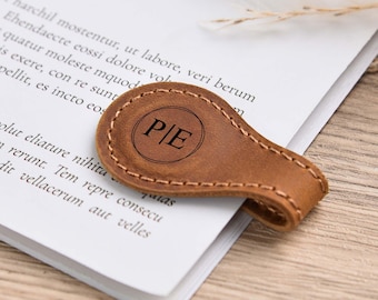 Personalized Leather Bookmark, Custom Leather Magnet Bookmarks, Leather Magnetic Bookmark, Handmade, Reader Gift, Gift for Dad