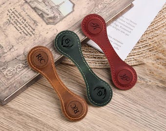 Personalized Leather Magnetic Bookmark: Book Lover Gift