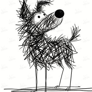 Funny Scribble Dog SVG, 10 Chaotic Doodle Creatures, Raw Line Art Puppy Clipart PNG, Anti-Aesthetic Dog Merch image 9