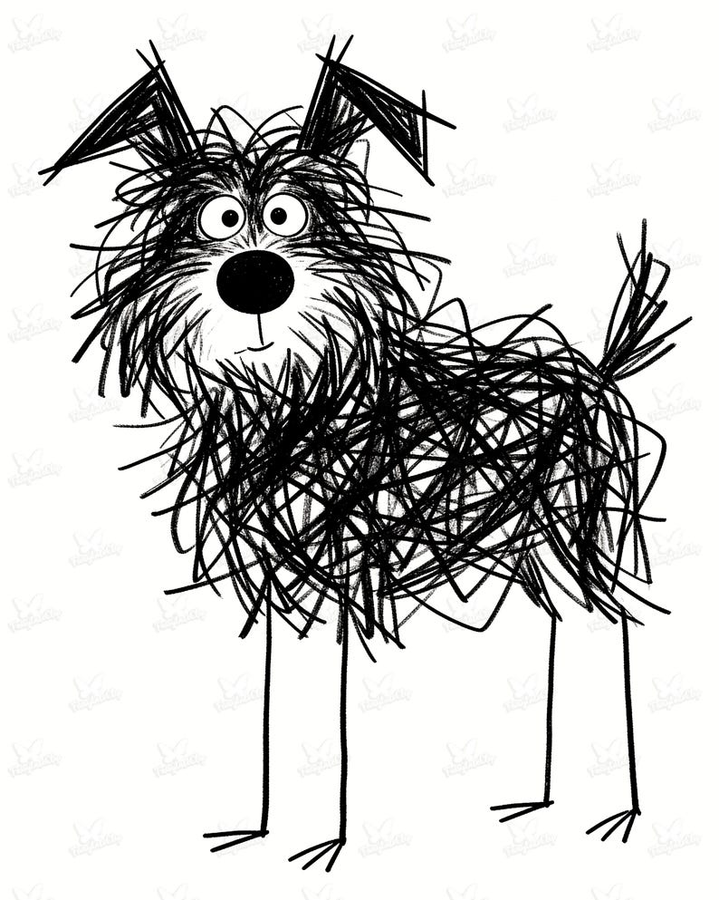 Funny Scribble Dog SVG, 10 Chaotic Doodle Creatures, Raw Line Art Puppy Clipart PNG, Anti-Aesthetic Dog Merch image 16