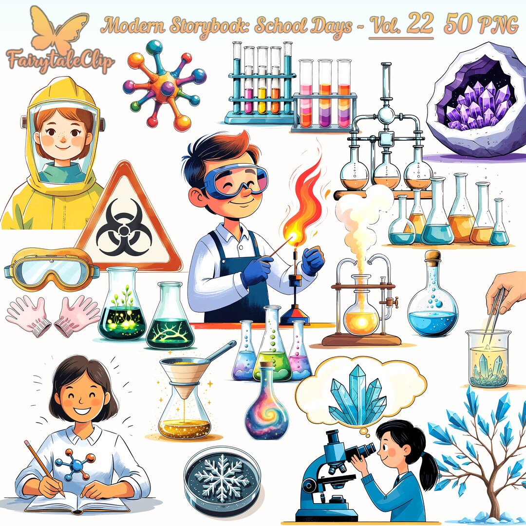 Whimsical Science Clipart: STEM Art & Science Lab Graphics (50 PNG) - Etsy