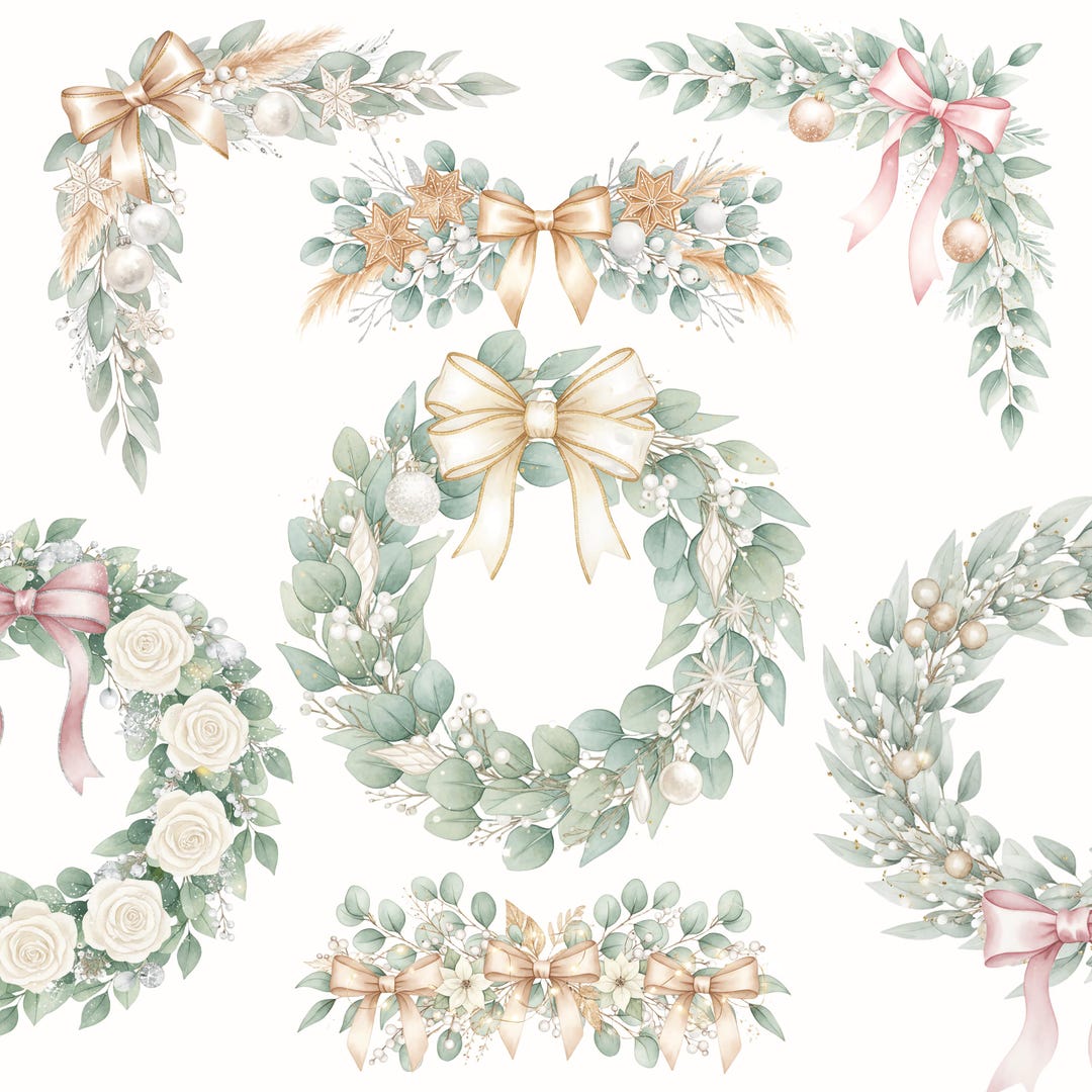 19 Watercolor Eucalyptus Wreath Clipart | Greenery Borders, Corner ...
