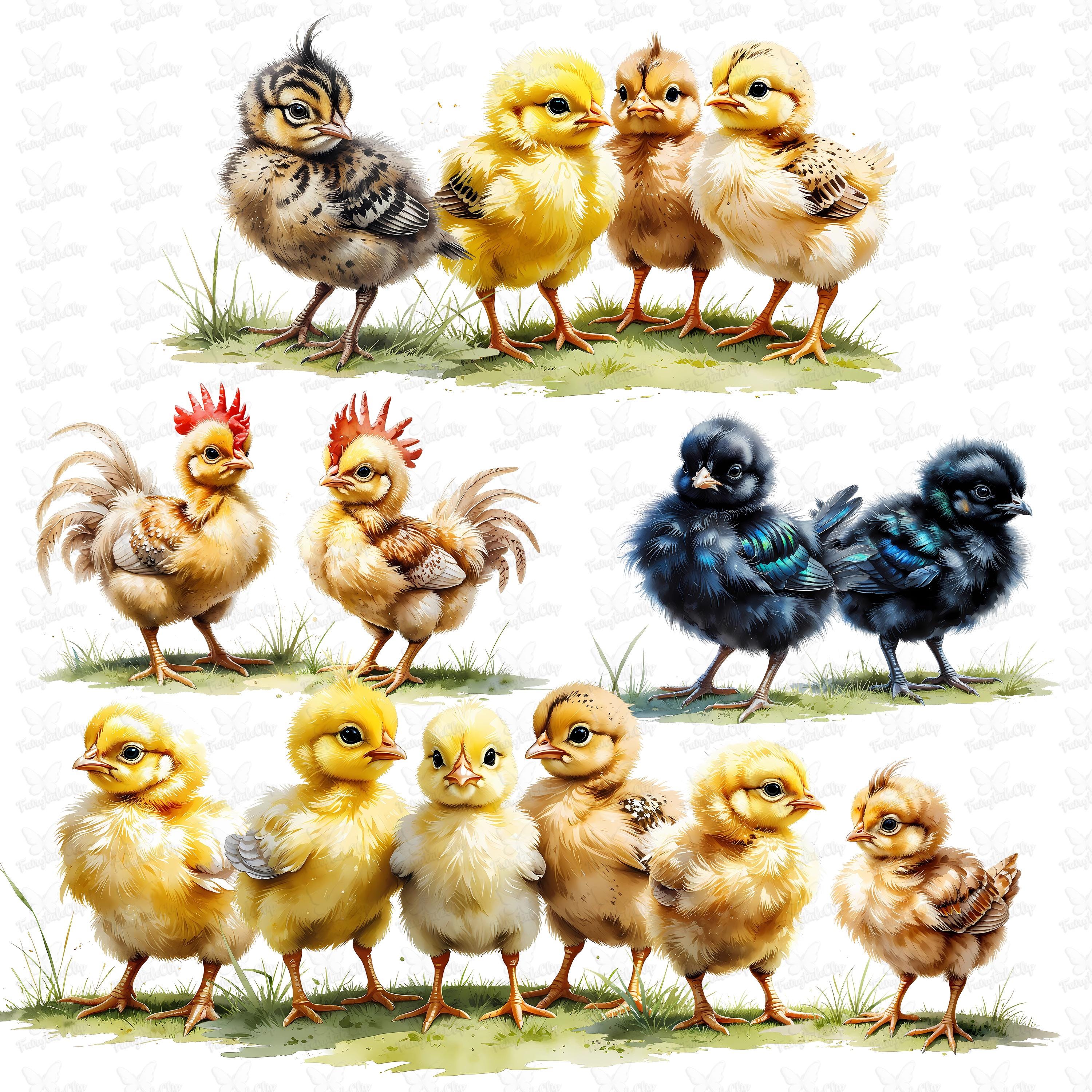 Watercolor Baby Chicks Clipart, Farm Animals 25 PNG (digital Download ...