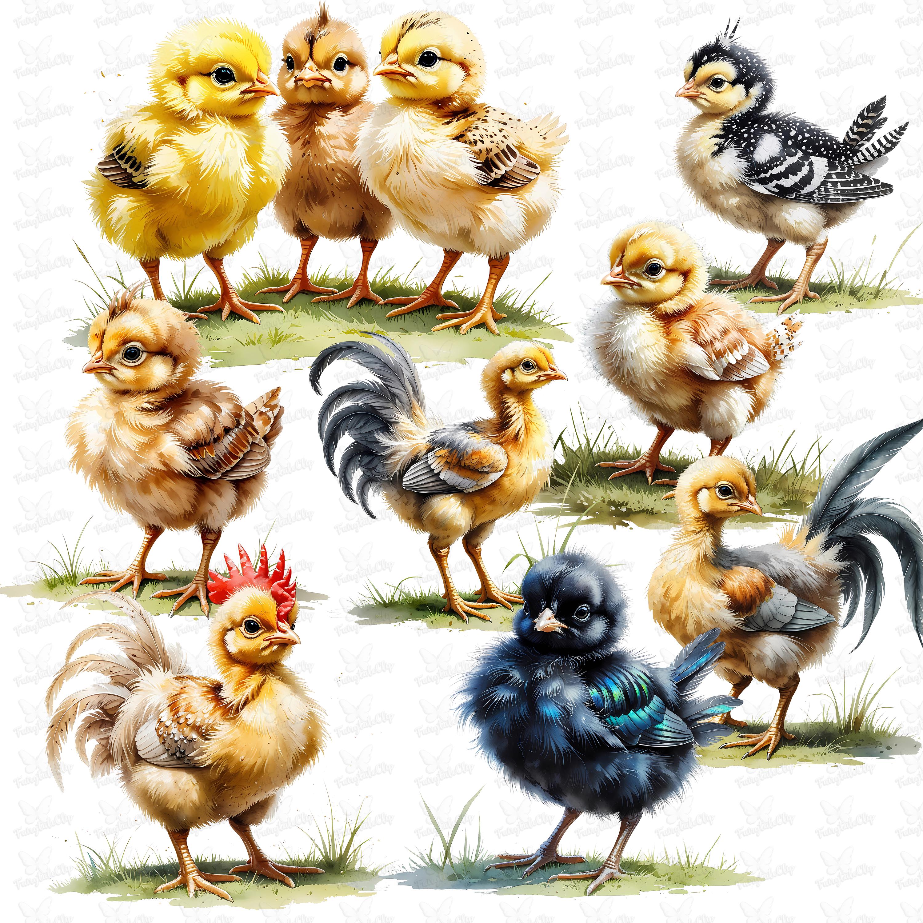 Watercolor Baby Chicks Clipart, Farm Animals 25 PNG (digital Download ...
