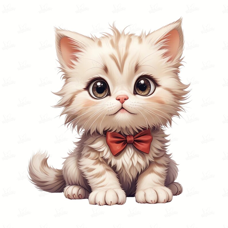 30 Cute Kitten Clipart, Kawaii Cat PNG | JPG Bundle, Watercolor Kittens ...