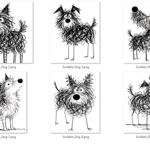 Funny Scribble Dog SVG, 10 Chaotic Doodle Creatures, Raw Line Art Puppy Clipart PNG, Anti-Aesthetic Dog Merch image 19