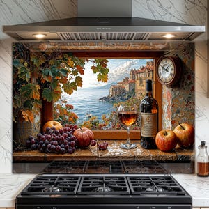 Achterwand van gehard glas voor keuken - eenvoudig te reinigen, hittebestendige achterwand fornuis - wijndesign