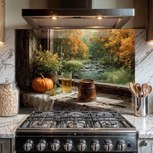 Pumpkin Kitchen Backsplash: Tempered Glass, Heat Resistant